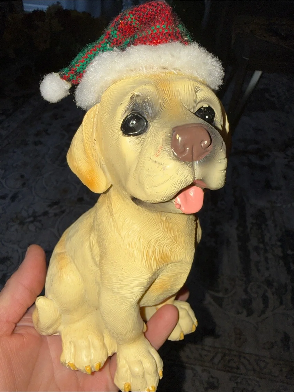 Holiday Yellow Labrador Dog Figurine Plush Hat - Unbranded